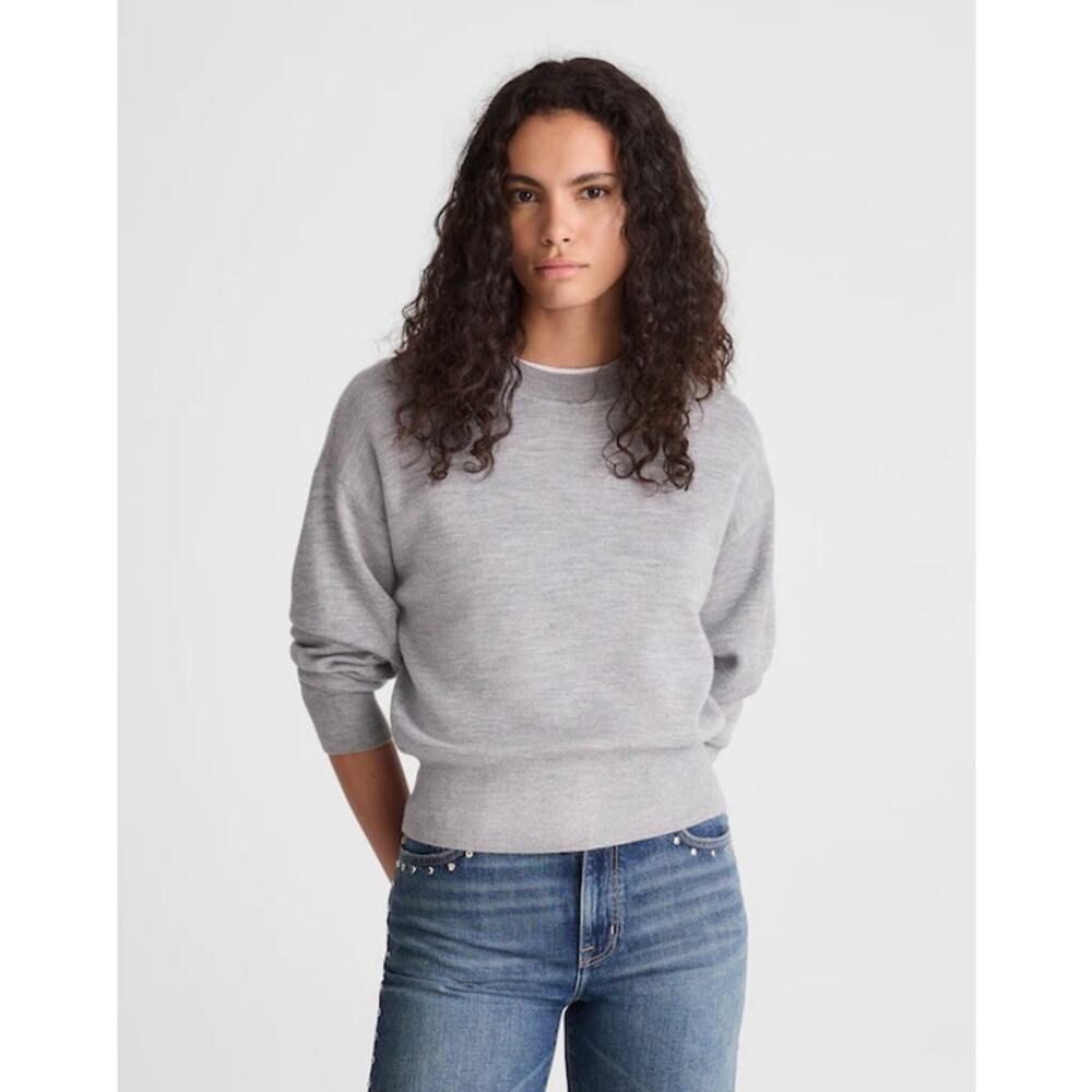 $138 New Madewell Relaxed Crew Sweater in Merino Silk - Grey - Small